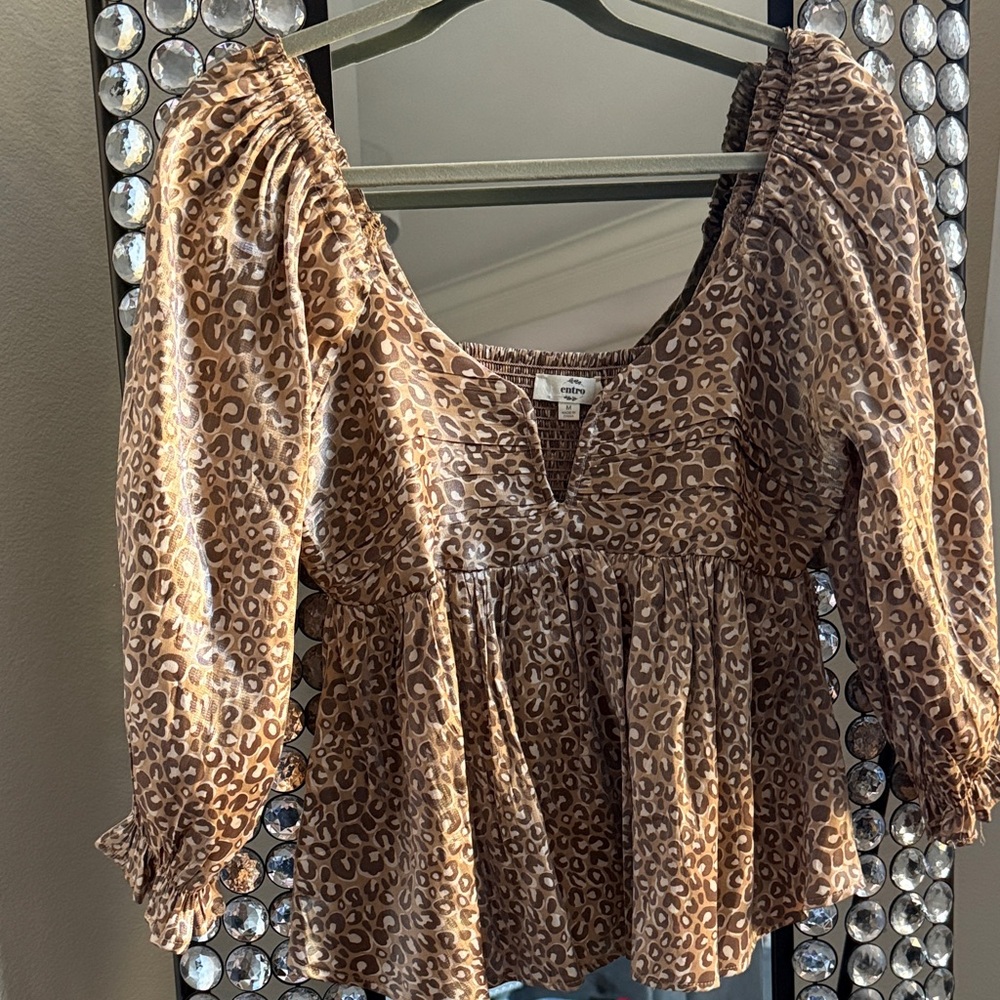 Entro Brown Leopard Print Blouse